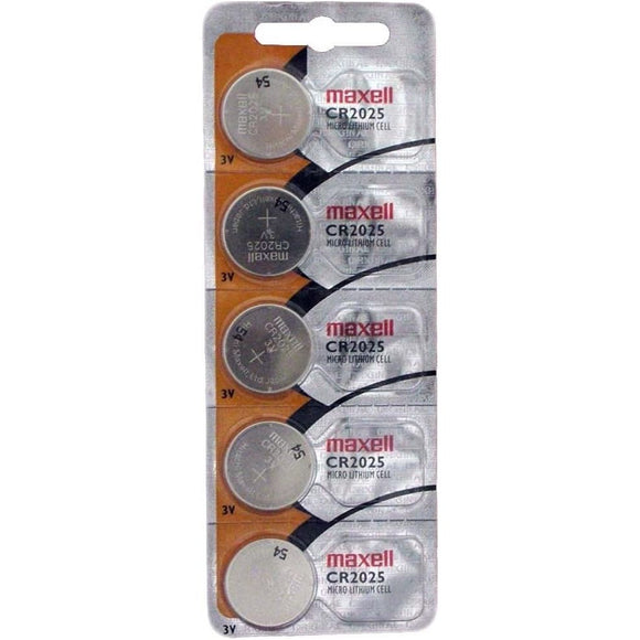 MAXELL CR2025 LITHIUM BUTTON CELL BATTERIES (STRIP OF 5)